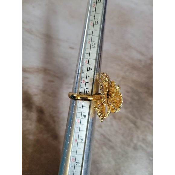 STELLA & DOT GENEVE LACE RING Flower Motif Yellow Gold Tone Adjustable Stella - Picture 7 of 11